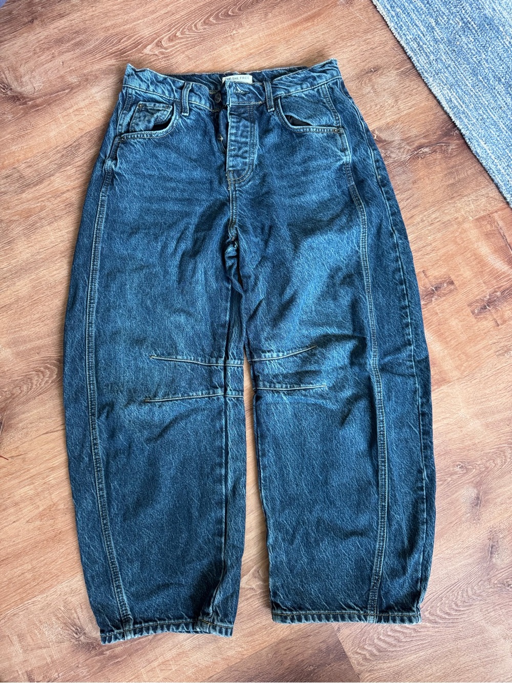 We The Free Dark Wash Good Luck Barrel Jeans